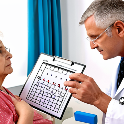 Home 11 **Image Prompt:** A caring doctor conducting a cognitive assessment on a senior citizen in a bright clinic setting, focusing on memory tests with visual aids.
