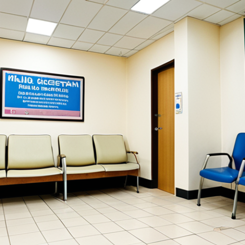 Home 6 A welcoming waiting area in a "Klinik Kesihatan" (Public Health Clinic) in Malaysia, showcasing diverse individuals comfortably waiting for skin consultations, emphasizing accessibility and affordability of public healthcare.