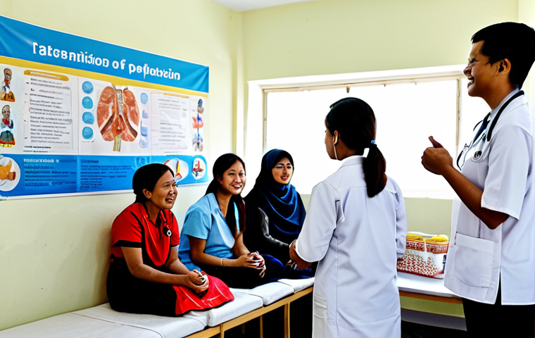 **

"A diverse group of people are participating in a health education seminar at a community health clinic in Malaysia. The scene is bright and welcoming, with posters about vaccinations and healthy eating displayed on the walls. A friendly doctor is giving a presentation, while nurses assist attendees. Everyone is fully clothed in appropriate attire. safe for work, appropriate content, professional, modest, perfect anatomy, correct proportions, natural pose, well-formed hands, proper finger count, natural body proportions, family-friendly"

**
